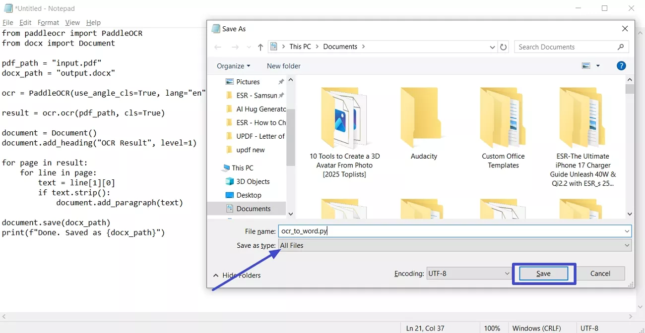 save script desktop to scan