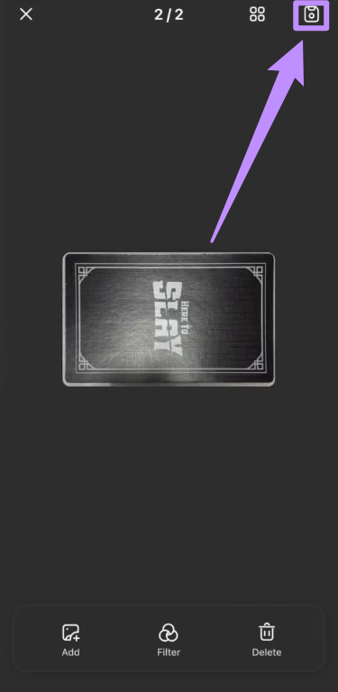 tap the save icon