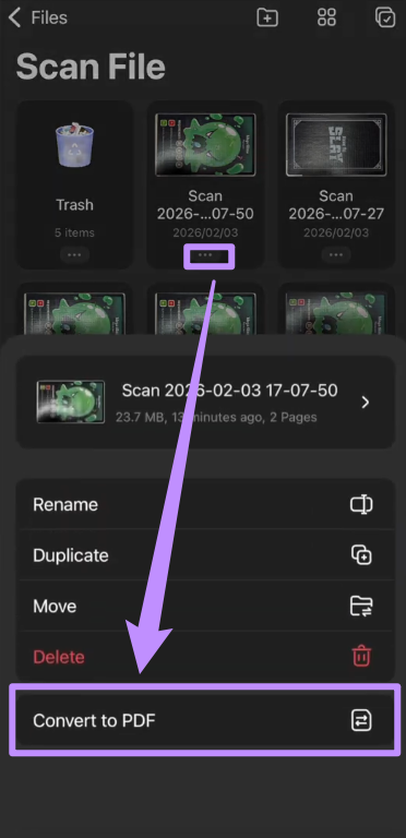 select convert from the three-dot menu
