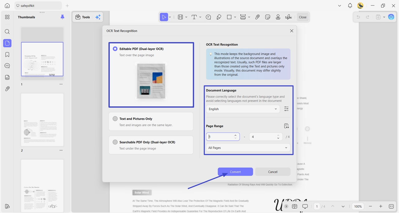  select ocr mode accurate languages