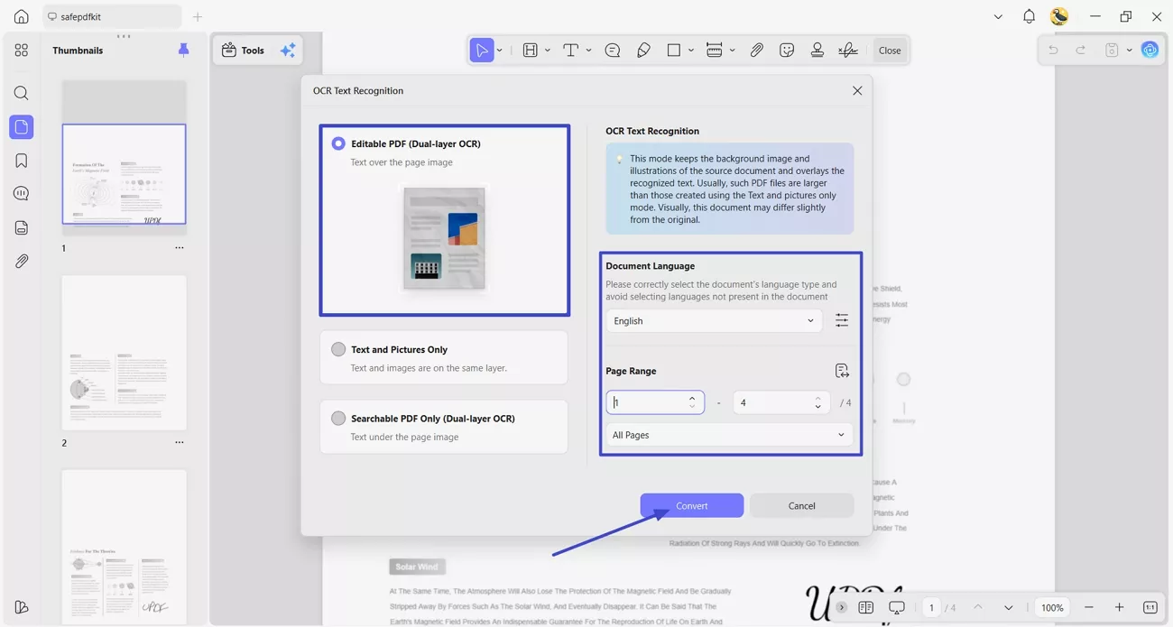  select ocr mode accurate languages