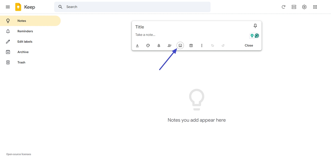 add image google keep tool