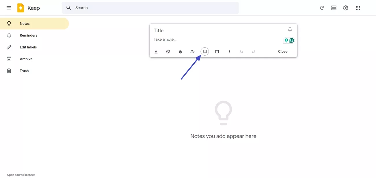 add image google keep tool