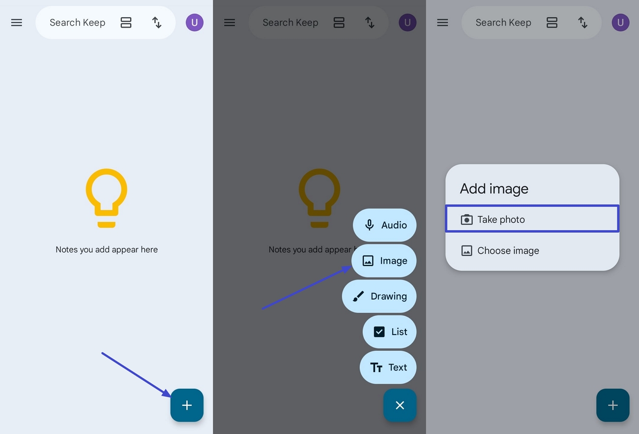 access image capture google keep phone