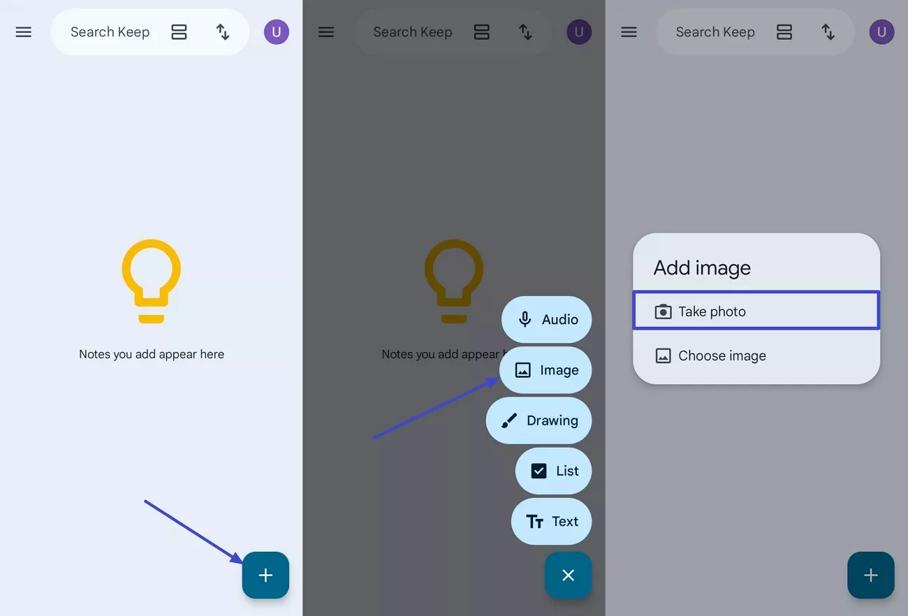 access image capture google keep phone
