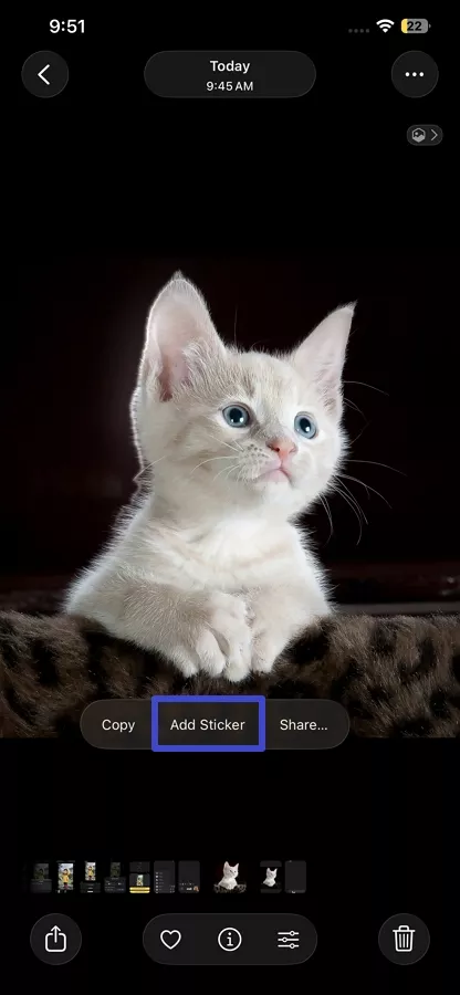 choose add sticker option iphone