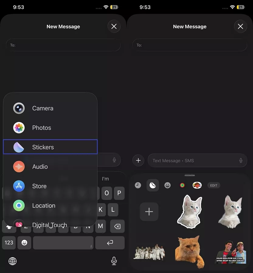 send stick imessage whatsapp chat