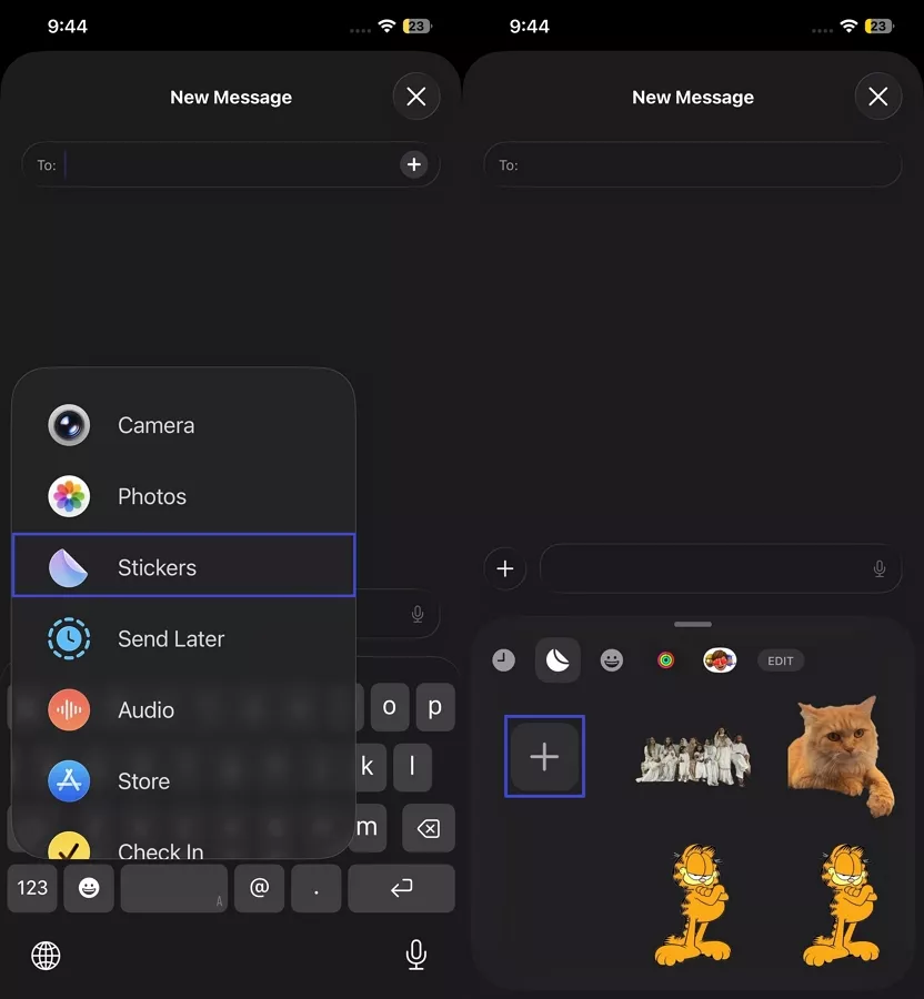 iphone imessage stickers section