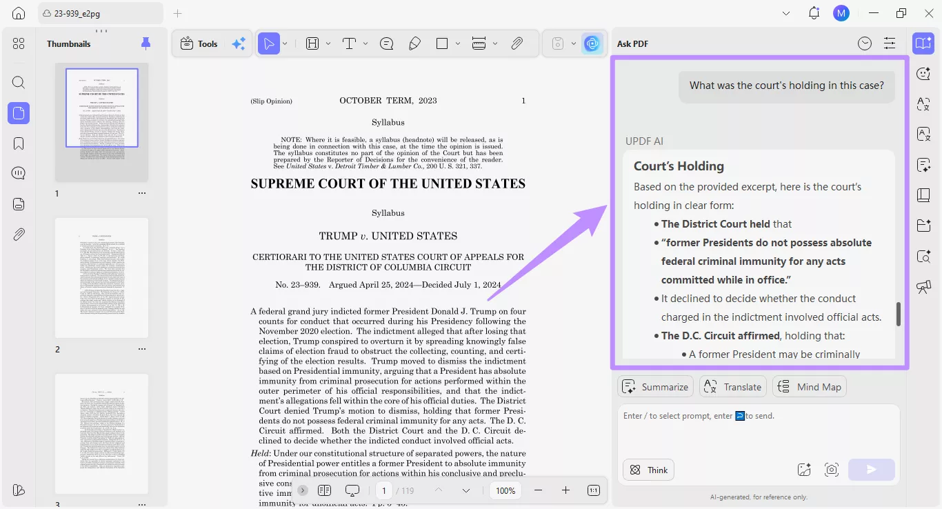 updf extracting court holding