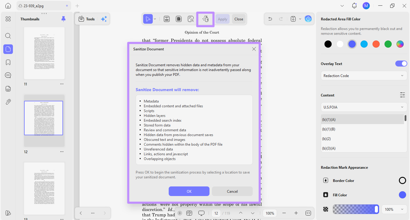 updf pdf sanitization tool