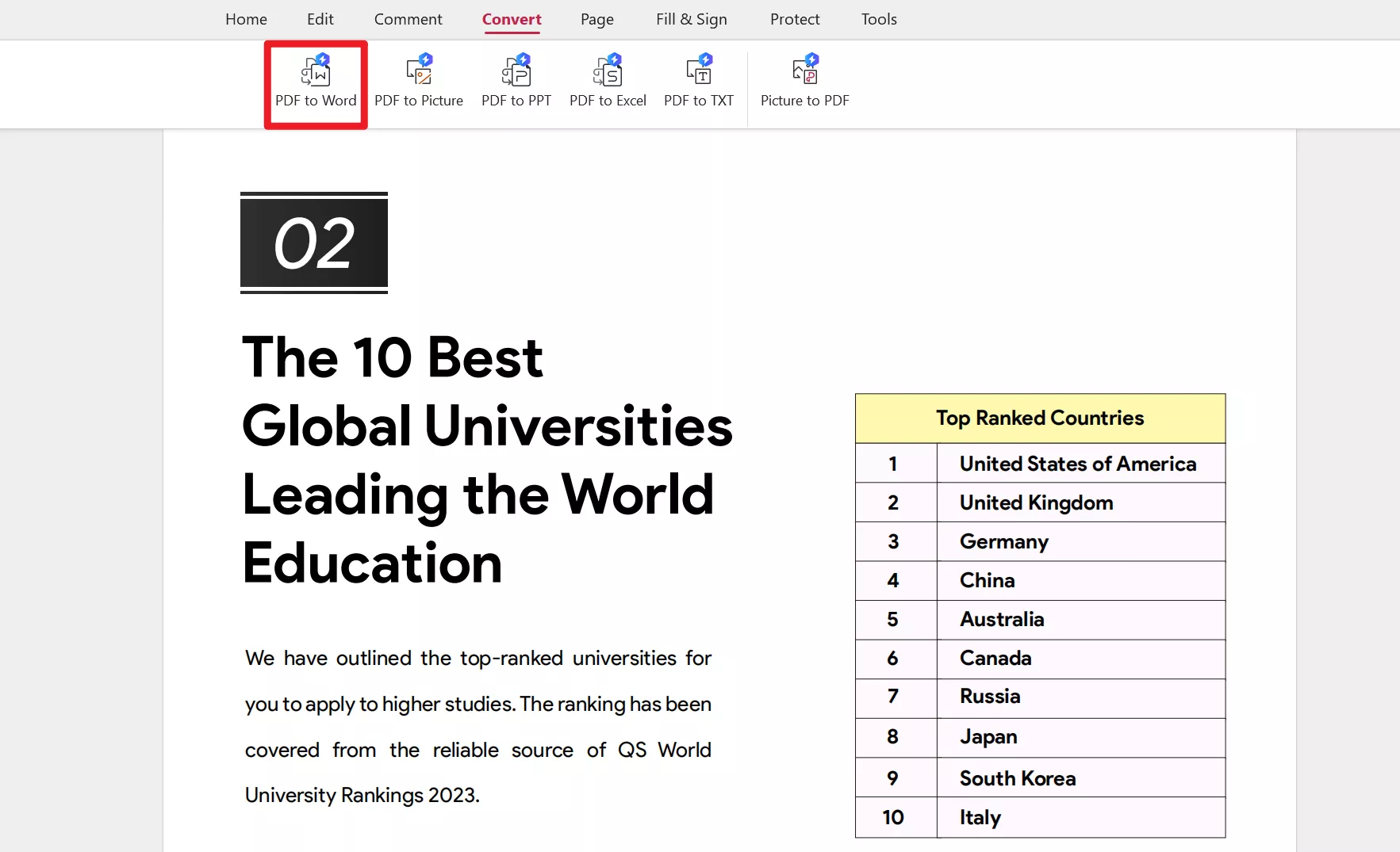 Convertisseur WPS PDF vers Word pour PC