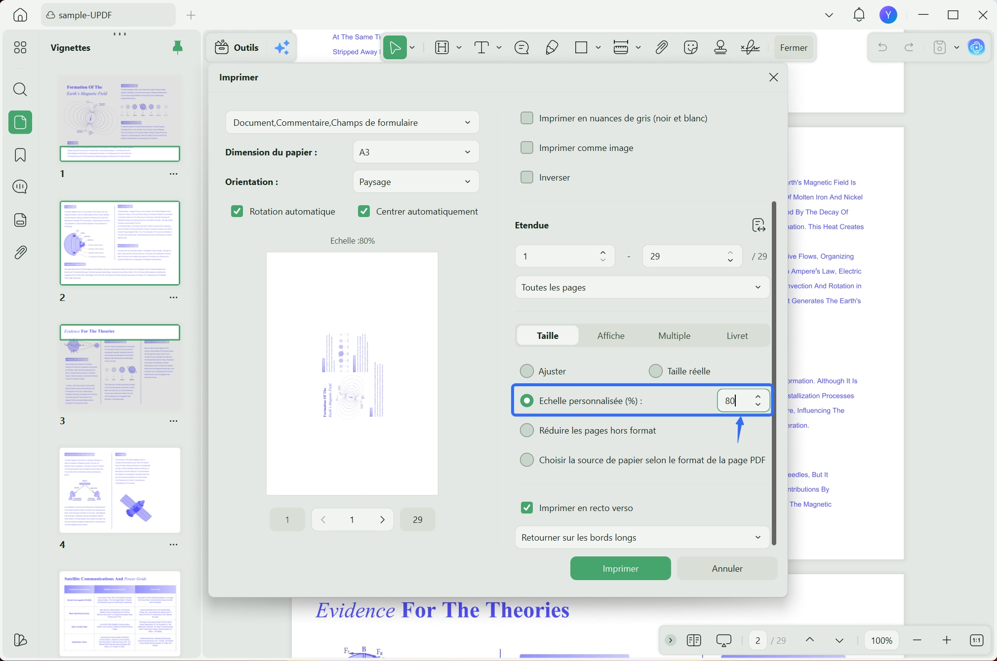 Comment imprimer un PDF avec un niveau de zoom élevé