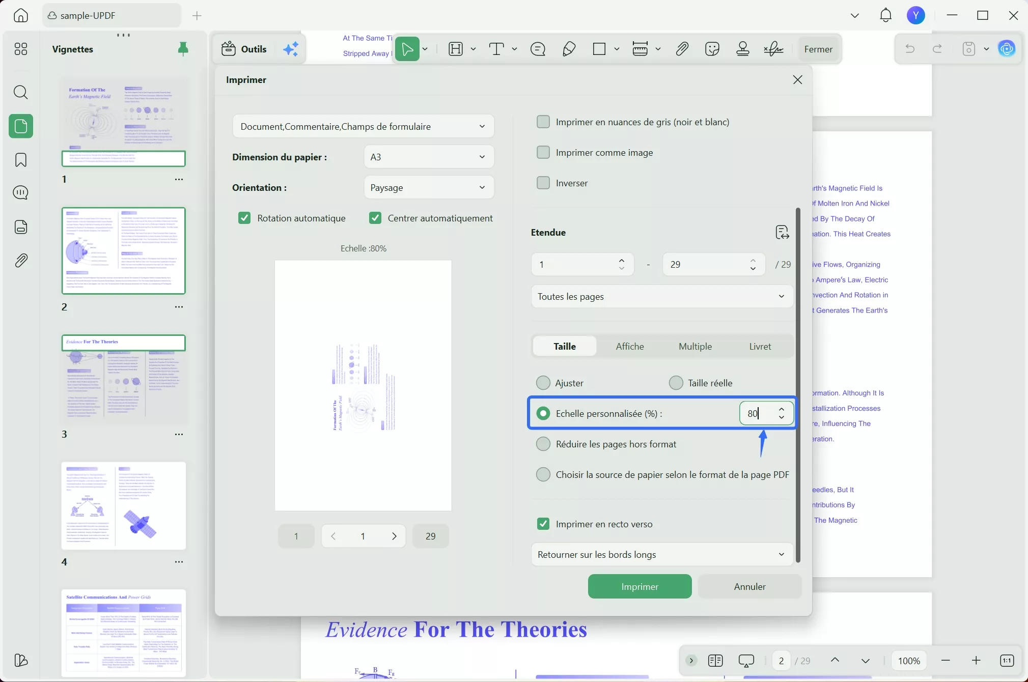 Comment imprimer un PDF avec un niveau de zoom élevé