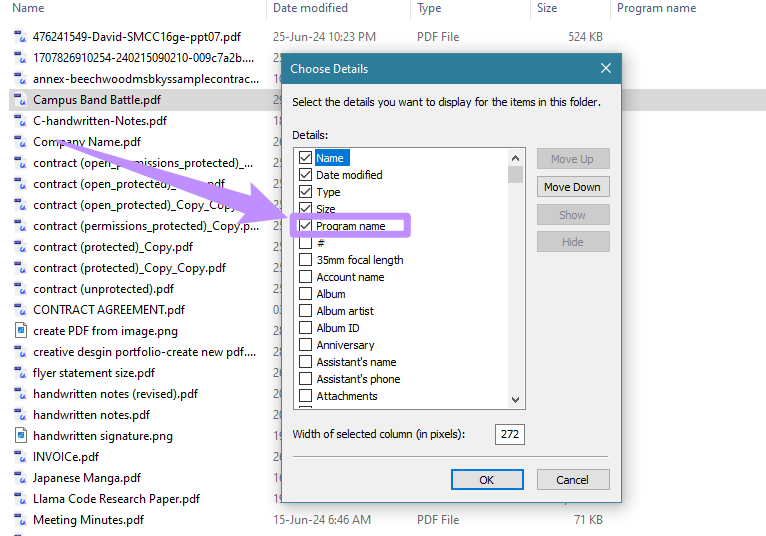 select program name