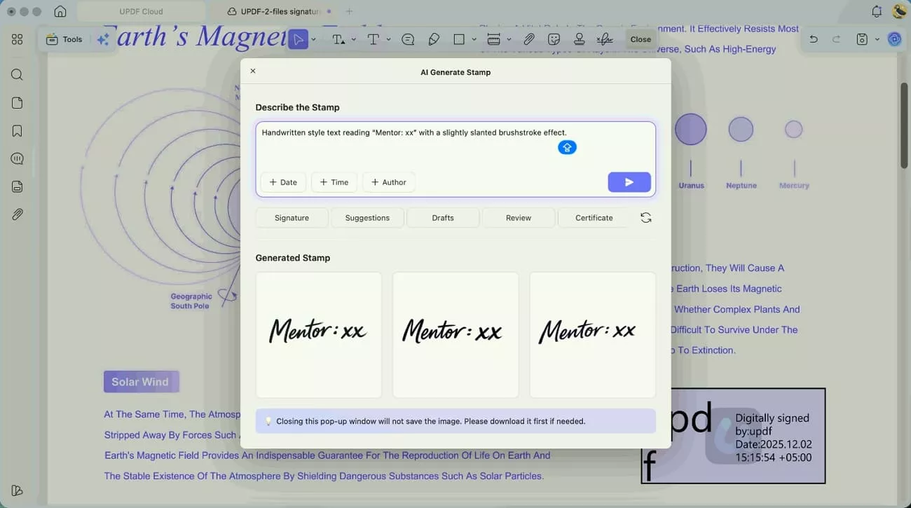ai stamps updf generator