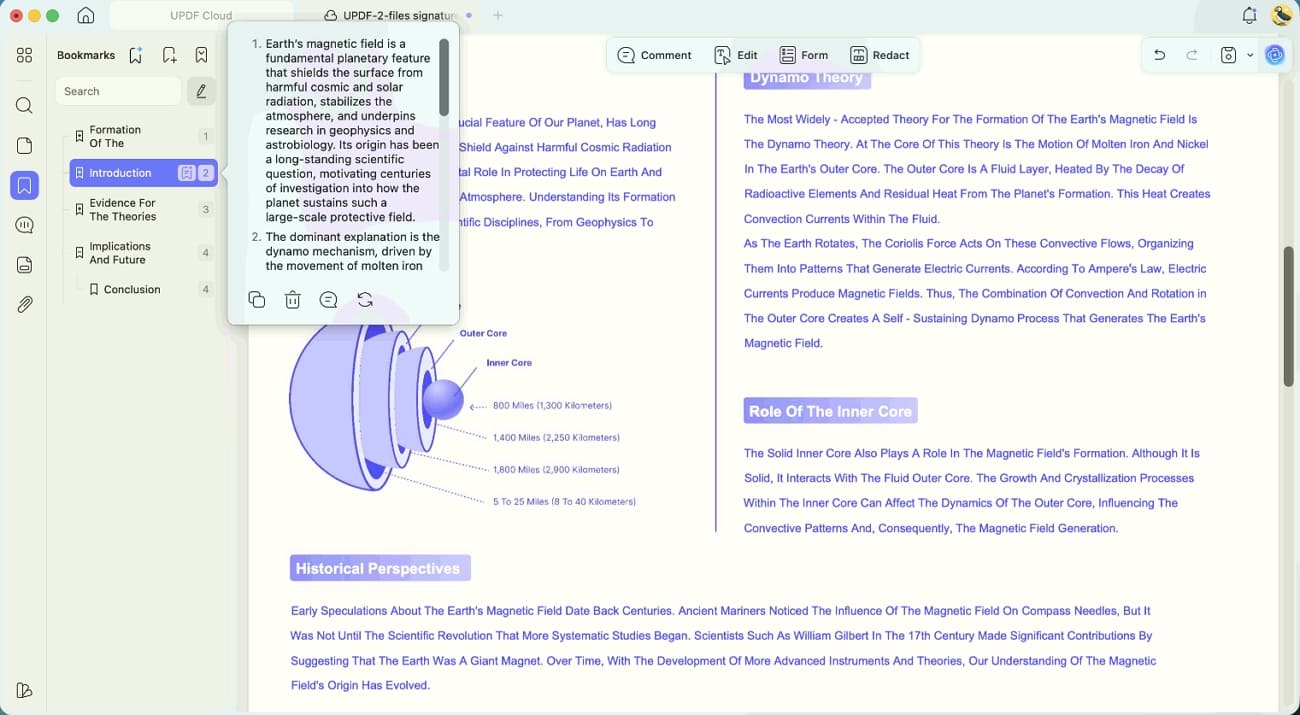 summarize each bookmark concise wording