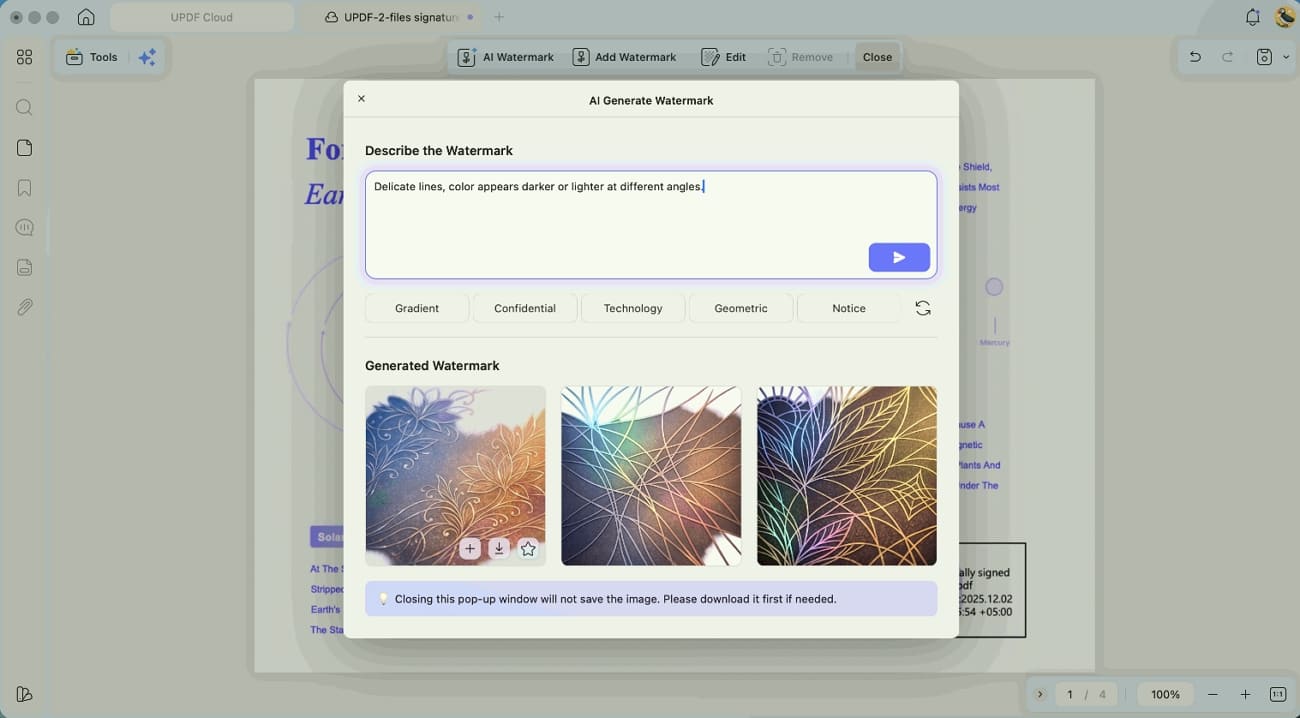 create ai powered watermarks pages