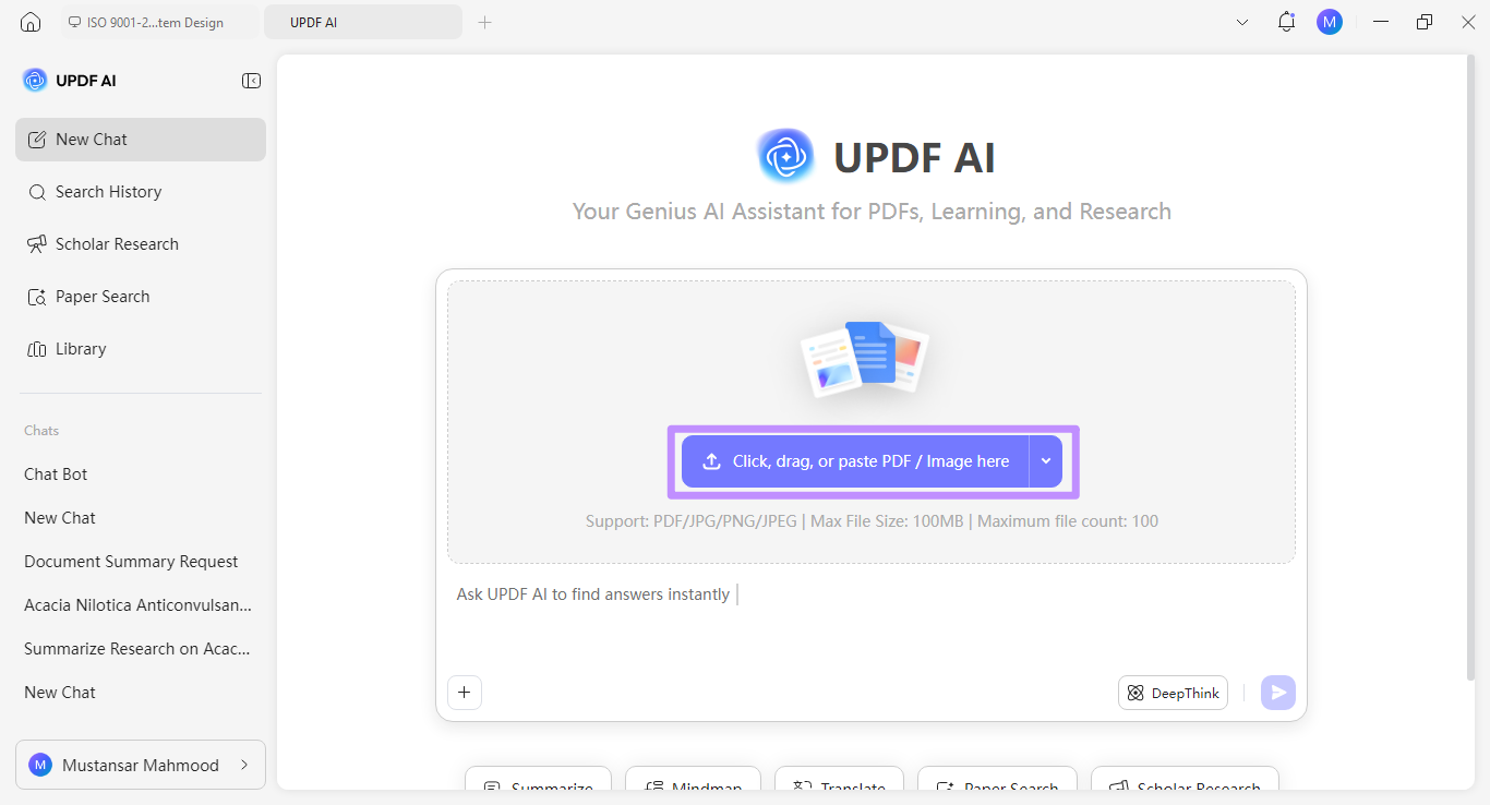 click the upload button