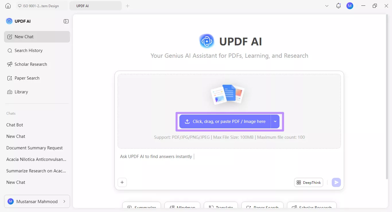 click the upload button
