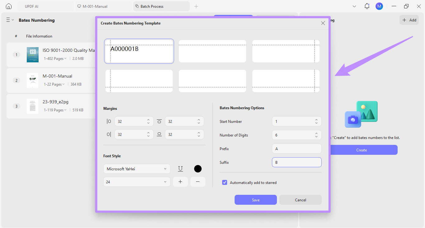  customize bates numbering template