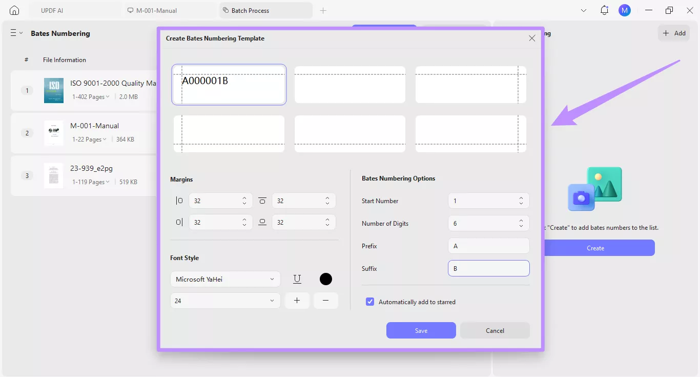  customize bates numbering template
