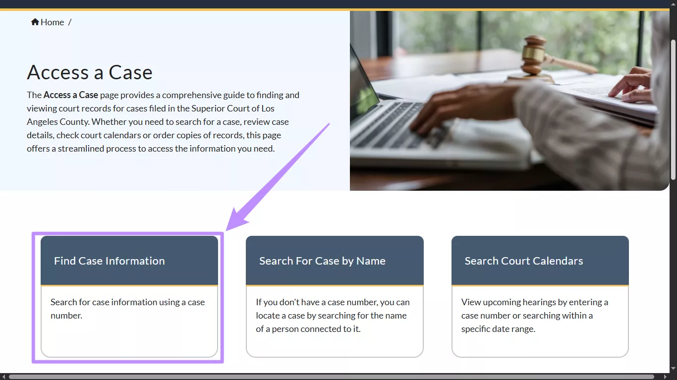  click on find case information