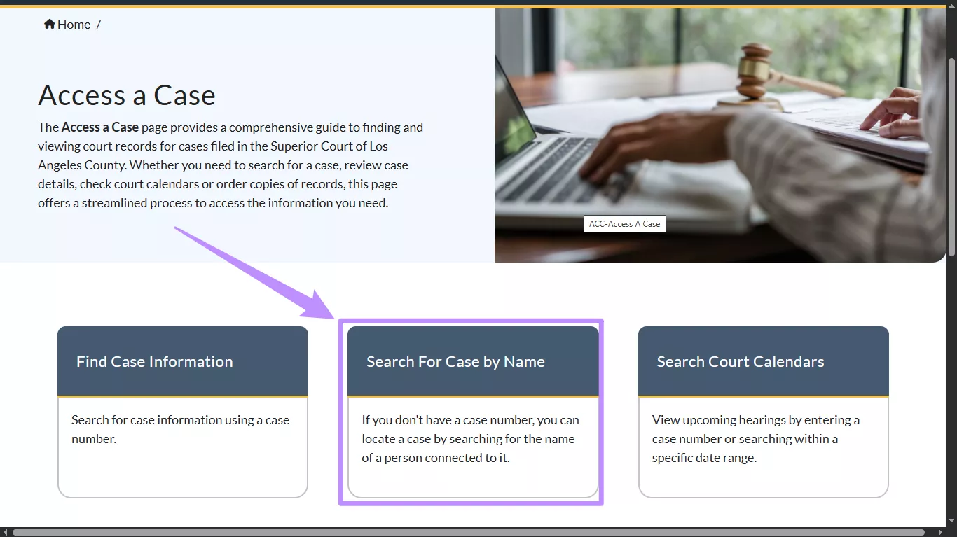  choose to search for case by name