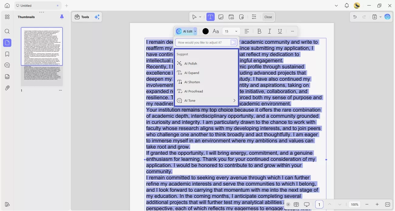 use updf ai expand shorte loci