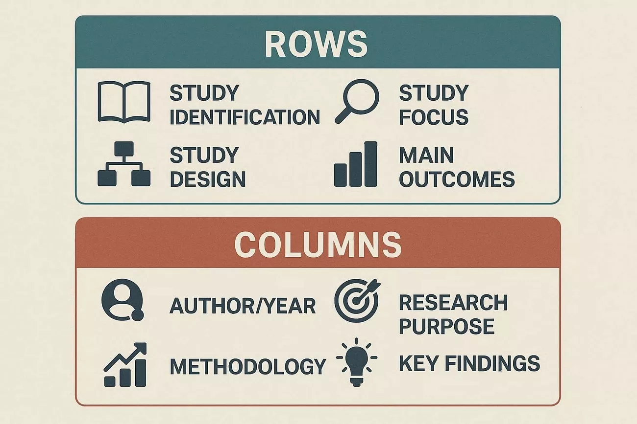 what literature matric rows columns include