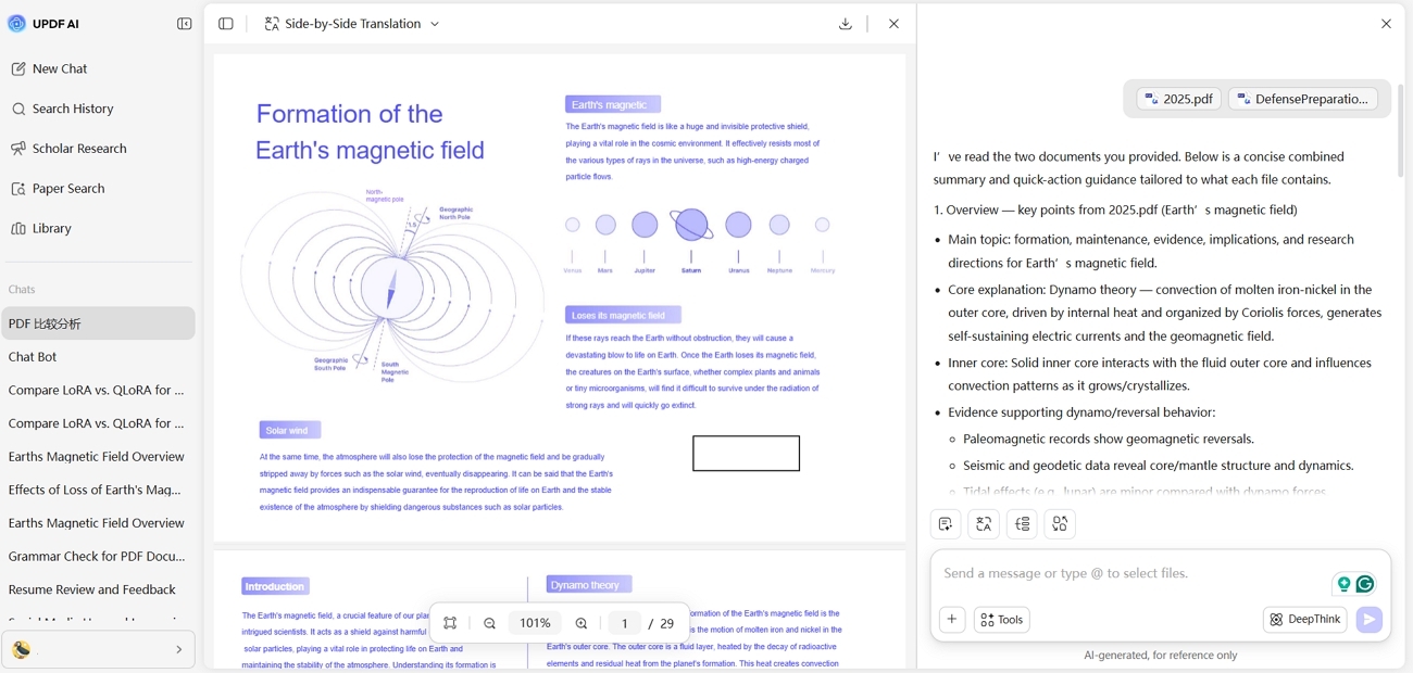 updf ai online compare multiple pdf files