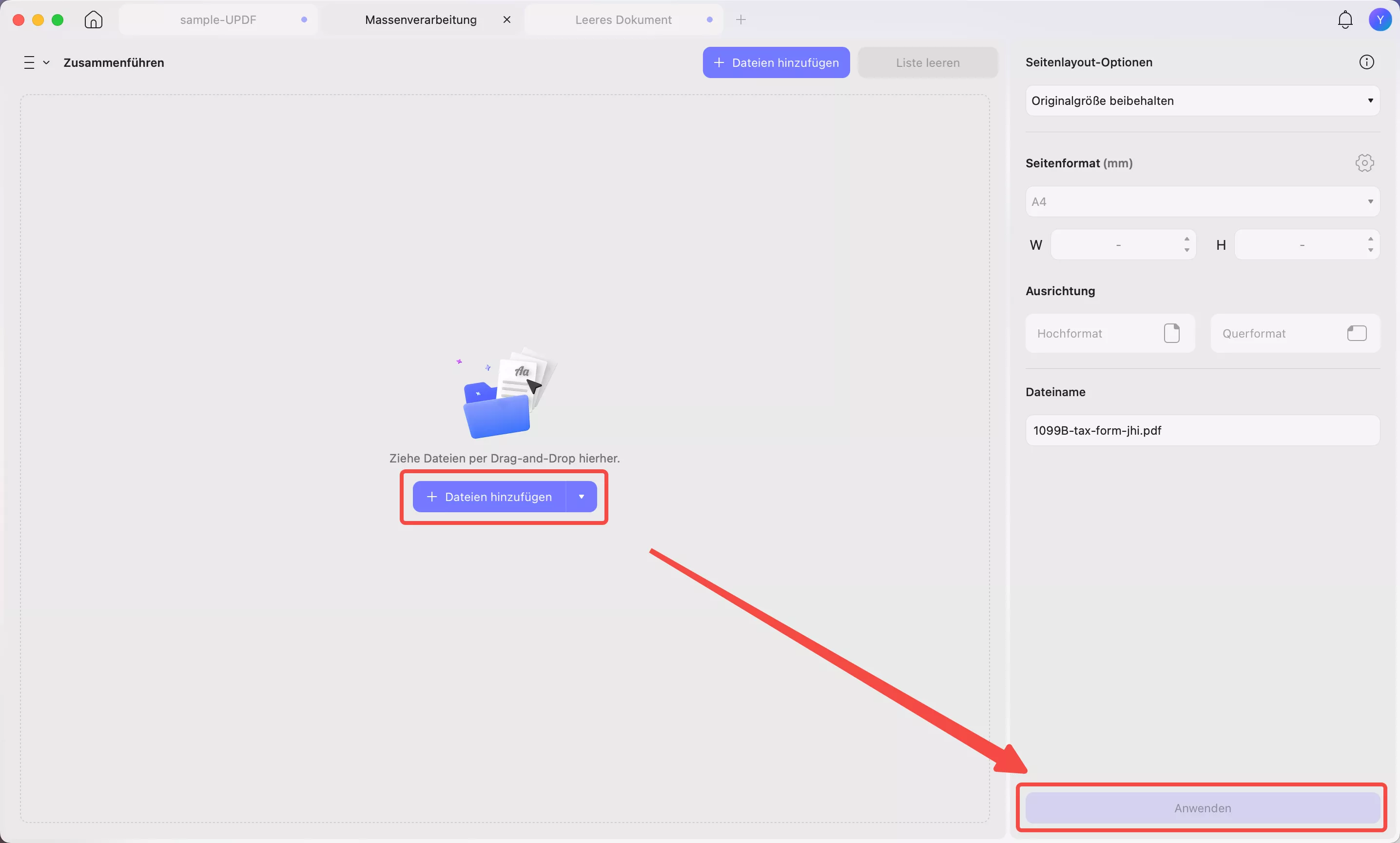 So erstellen Sie eine mehrseitige PDF-Datei und fügen Dateien hinzu