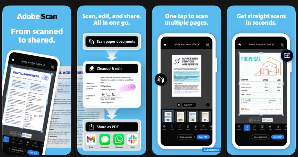 adobe scan interface