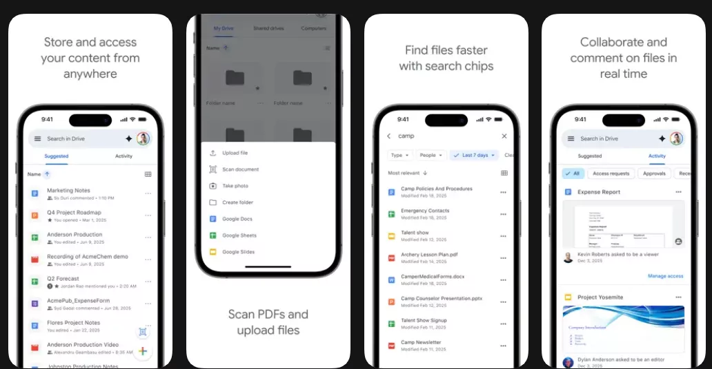 google drive app interface