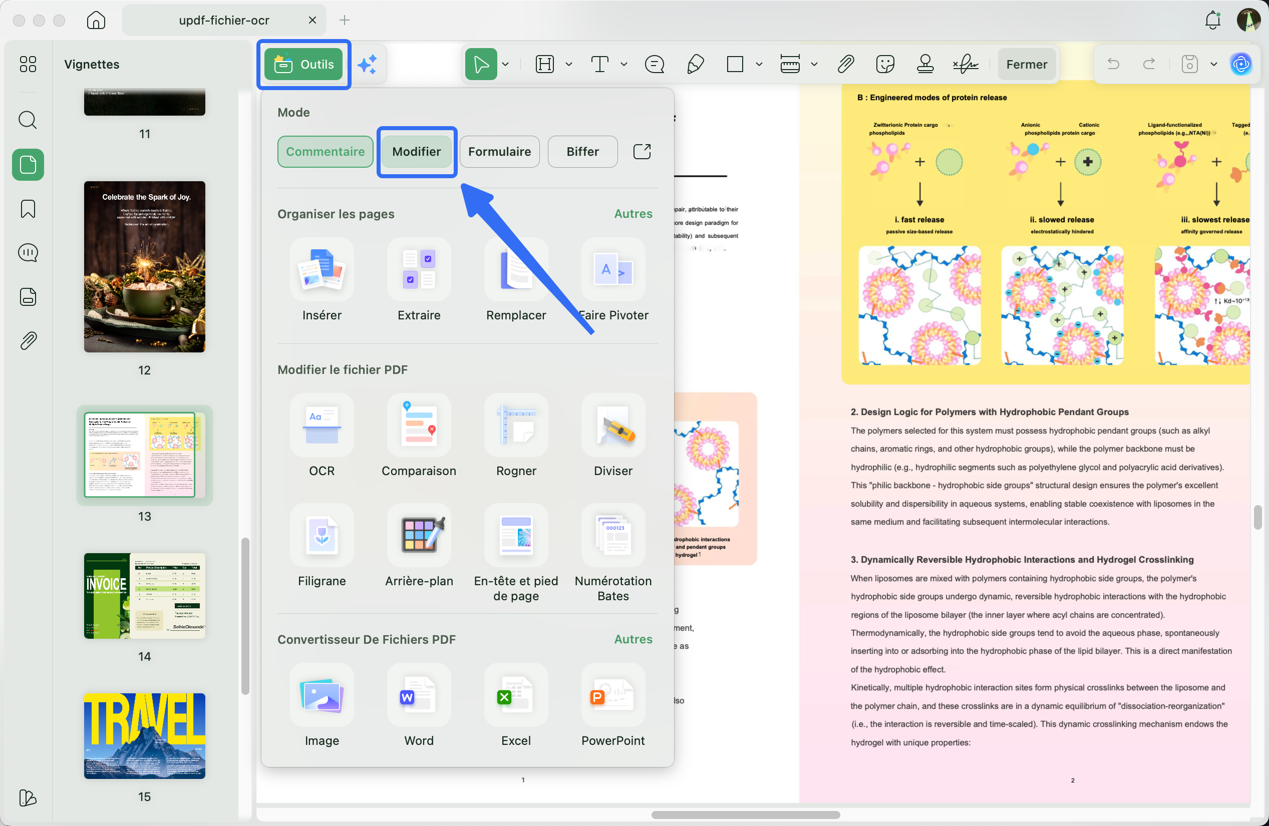 Sélectionnez l'option « Modifier le PDF » dans le menu de gauche avec UPDF.