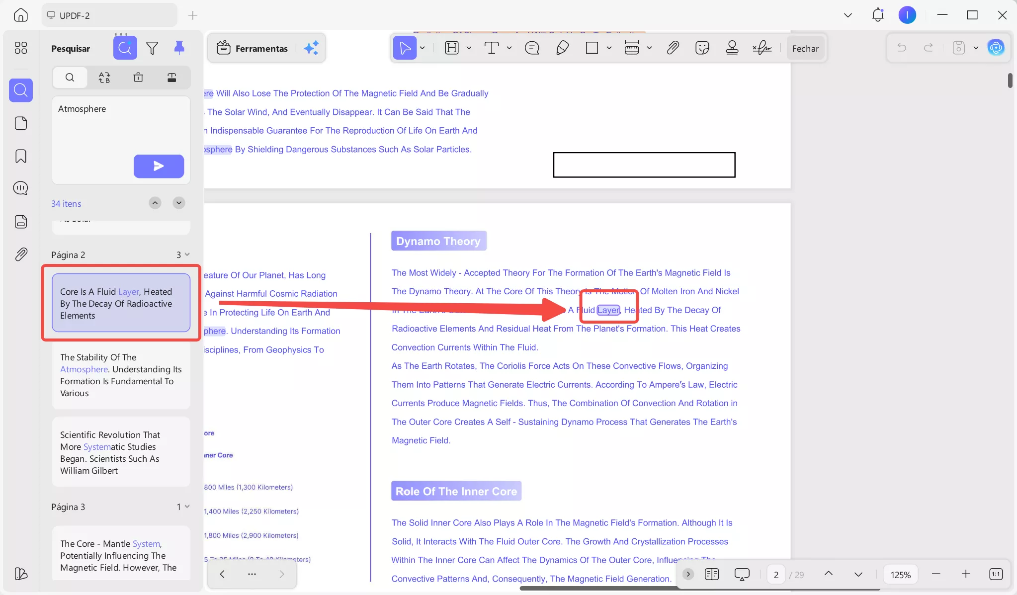 Localize os termos identificados no PDF