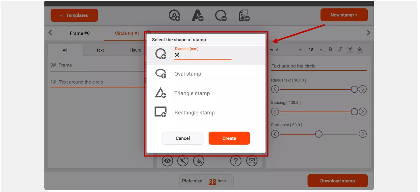 new stamp creation in make-stamp.online
