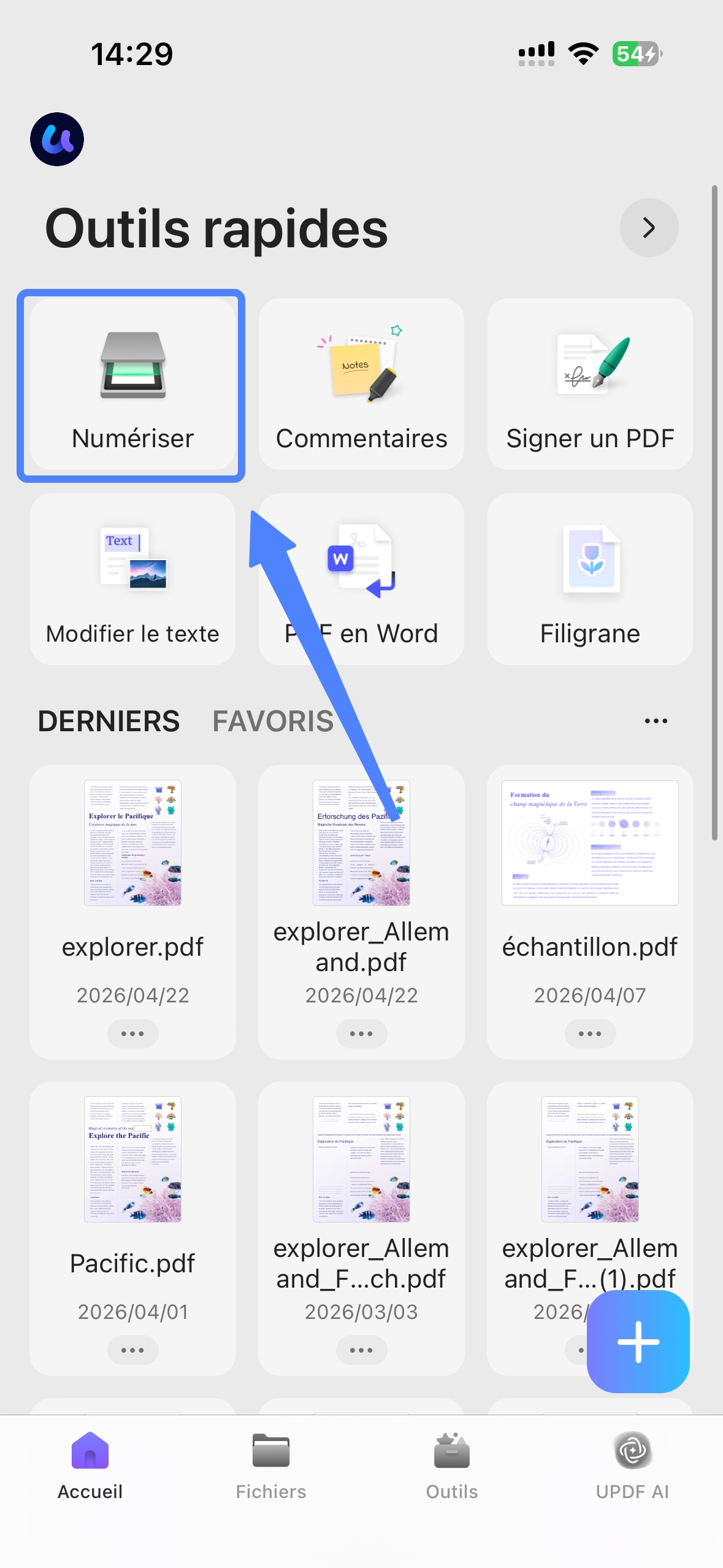 Numériser des documents avec UPDF sur ios