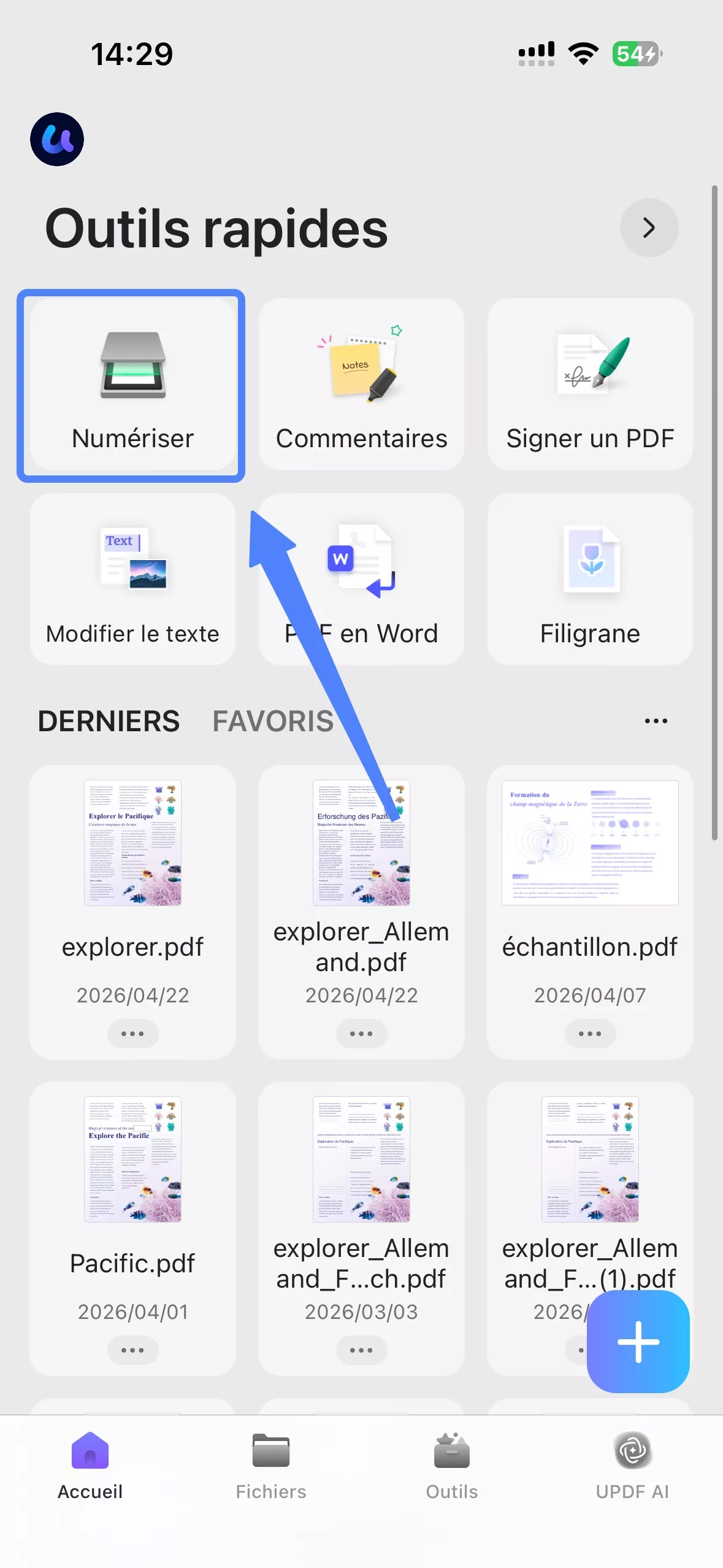 Numériser des documents avec UPDF sur ios