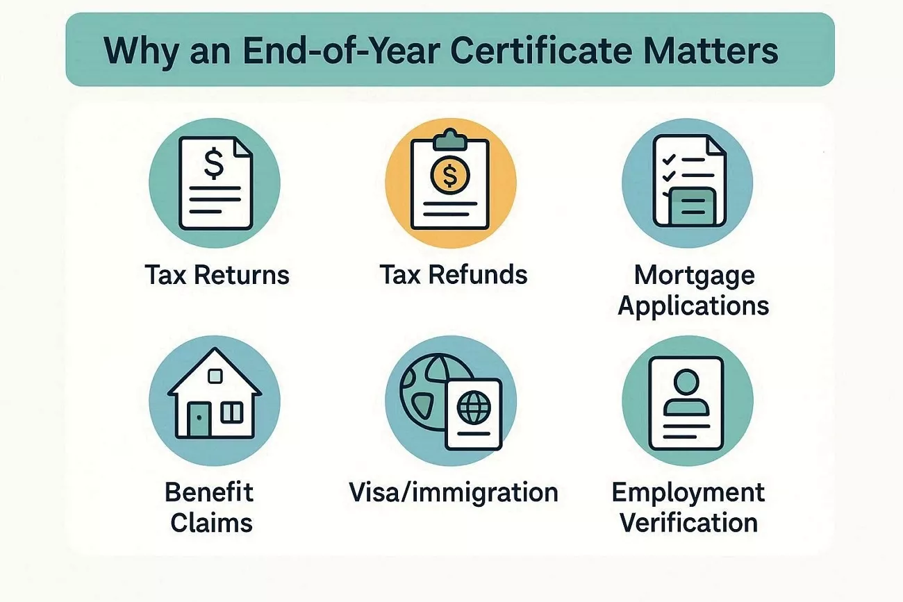 benefits filling end of year certificate uk