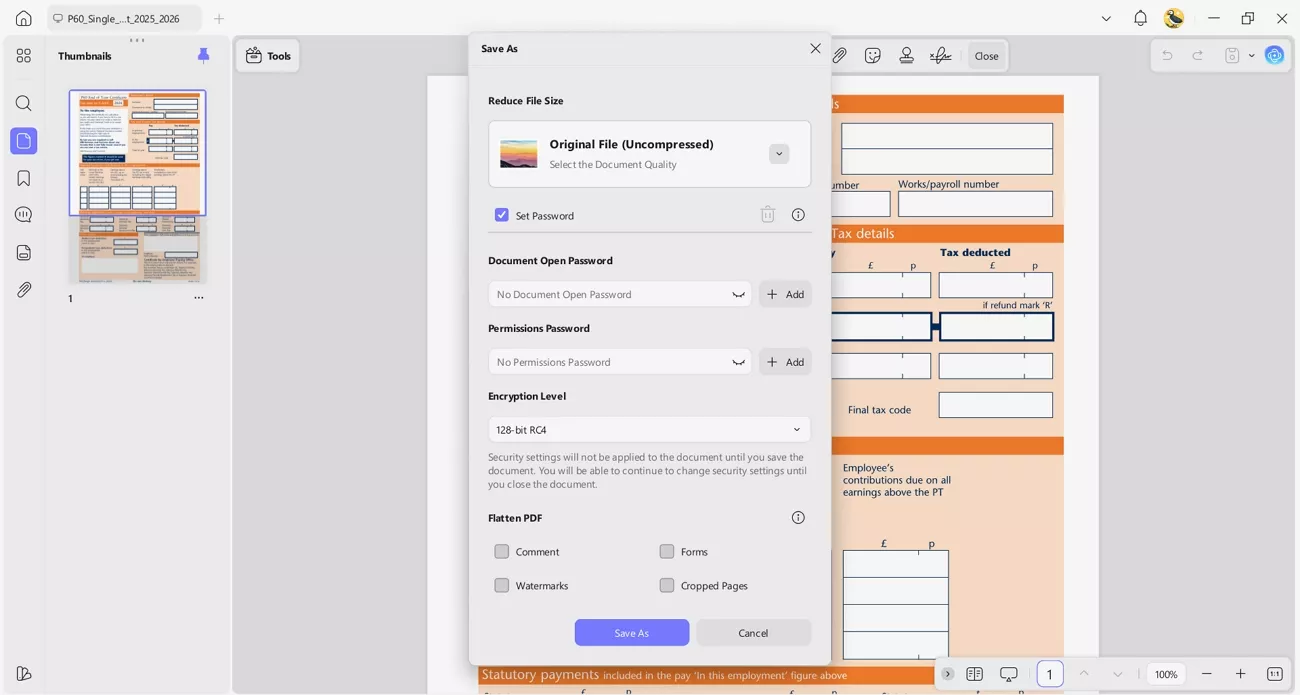 password protection p60 pdf updf