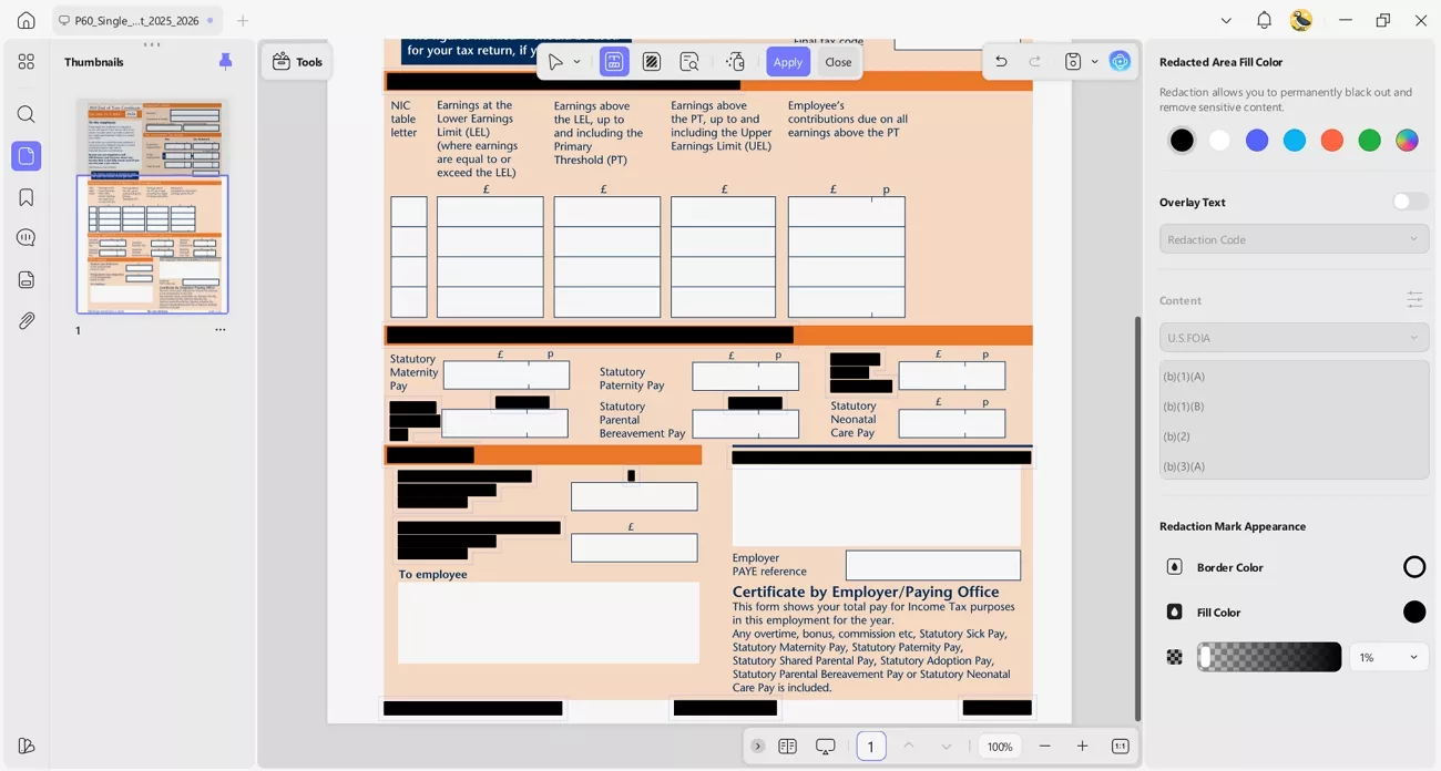 hide sensitive information updf desktop