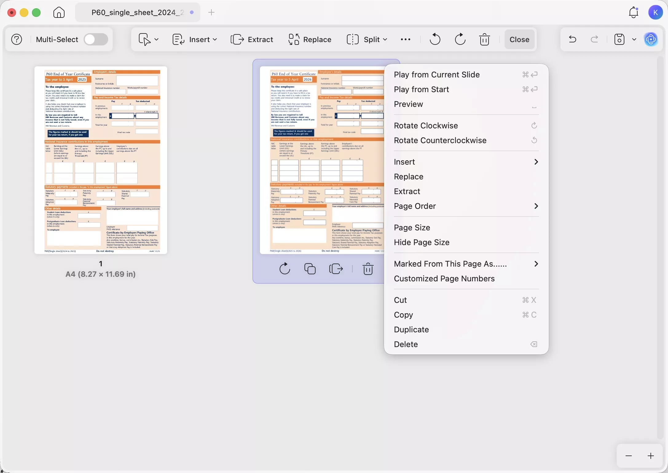 organize pdf p60 form