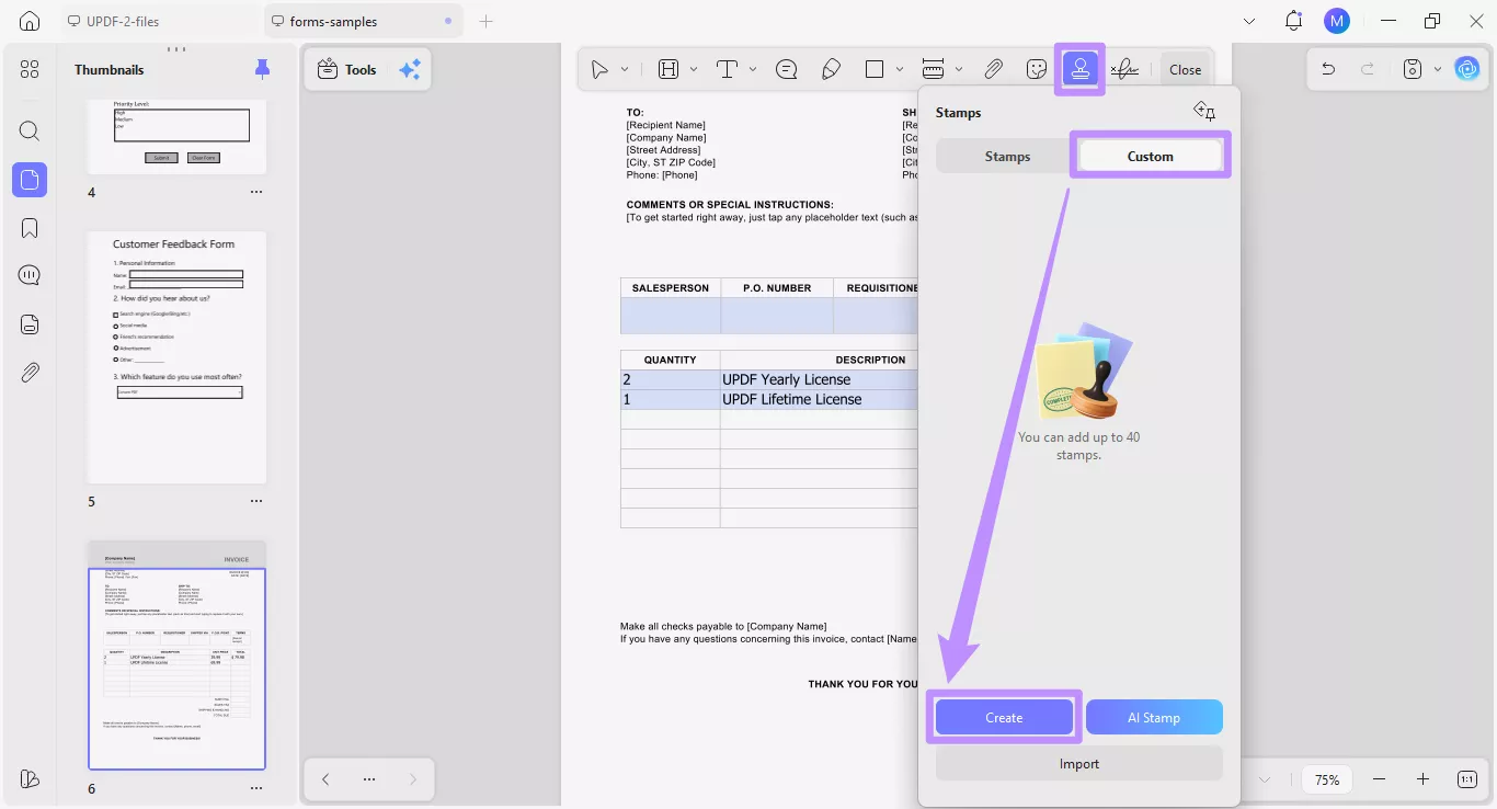  select create under custom