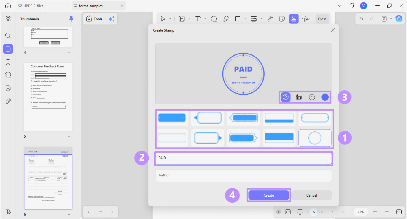 customize paid stamp