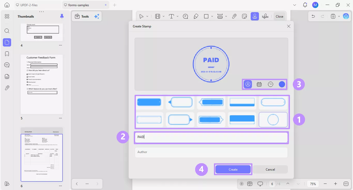 customize paid stamp
