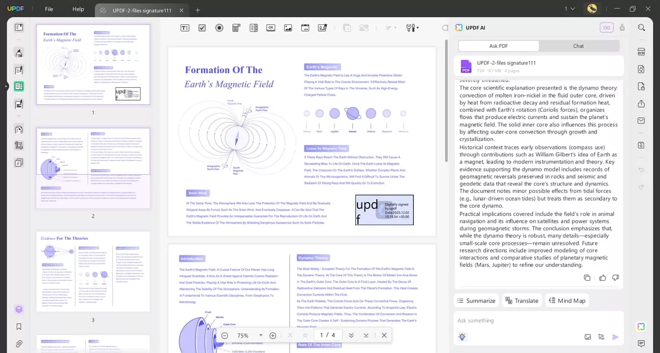updf ai generate mind map translate