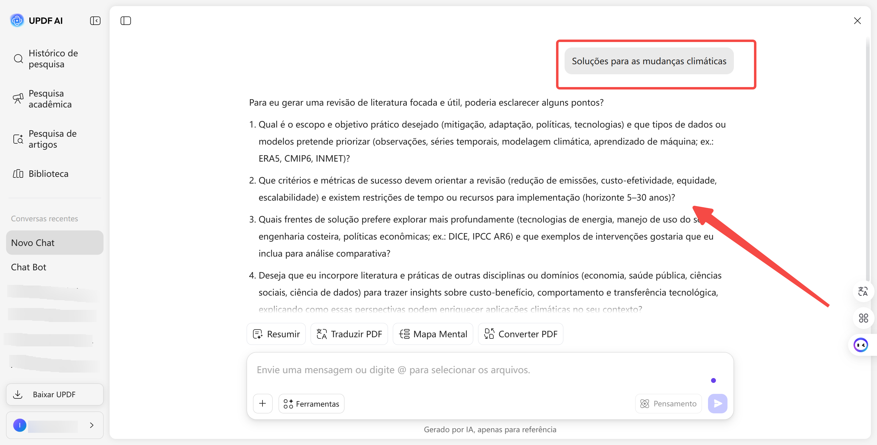 Palavra-chave de pesquisa específica: UPDF