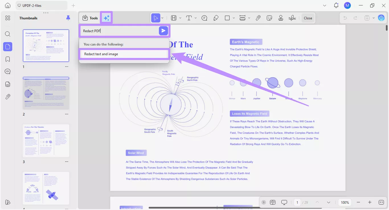  select redact text and image suggested by updf copilot