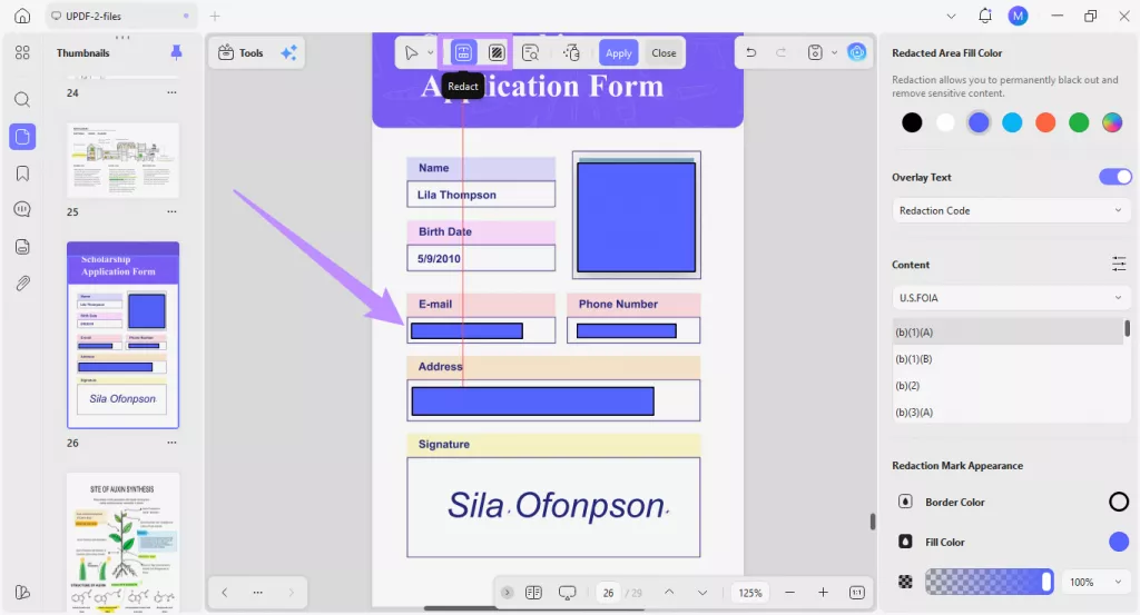  redact selective text