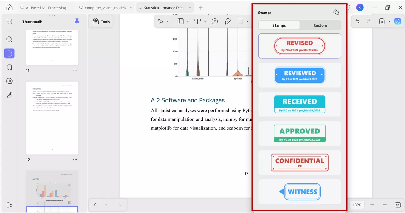pre-build templates for stamp in updf